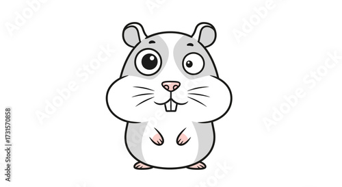 Cute cartoon hamster illustration with bulging cheeks on a white background ready for designs