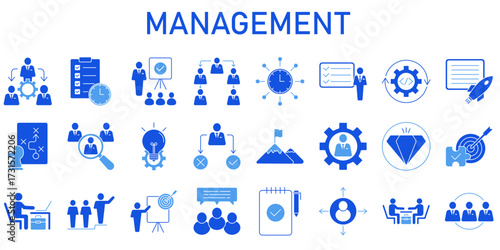 Management Line Editable Icons set. Vector illustration in modern thin line style icons Isolated on transparent background.