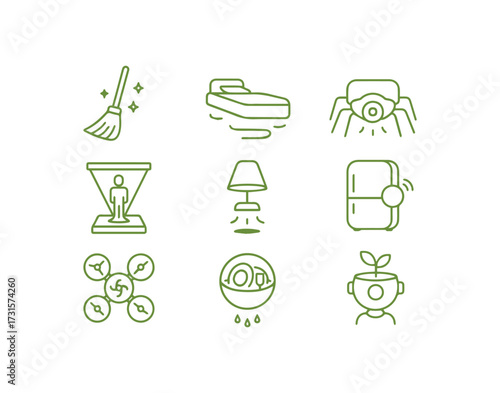 Modern Lifestyle Icons Smart Home Cleaning Technology and Innovation Concepts