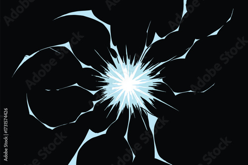 Lightning energy effect background, Powerful electric energy blast with bright glowing cracksthunder Lightning Bolt on Black Background, anime lightning style