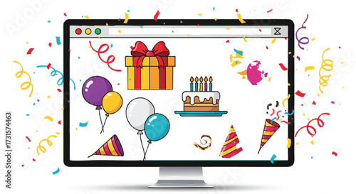 Online Birthday Celebration with Digital Gifts and Festive Decorations