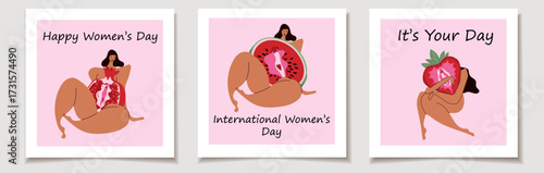 International Women’s Day Feminine Art with Fruit Symbolism