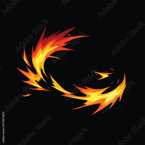 circular blazing flame fire eksplosion vector, fire eksplosion anime effect 