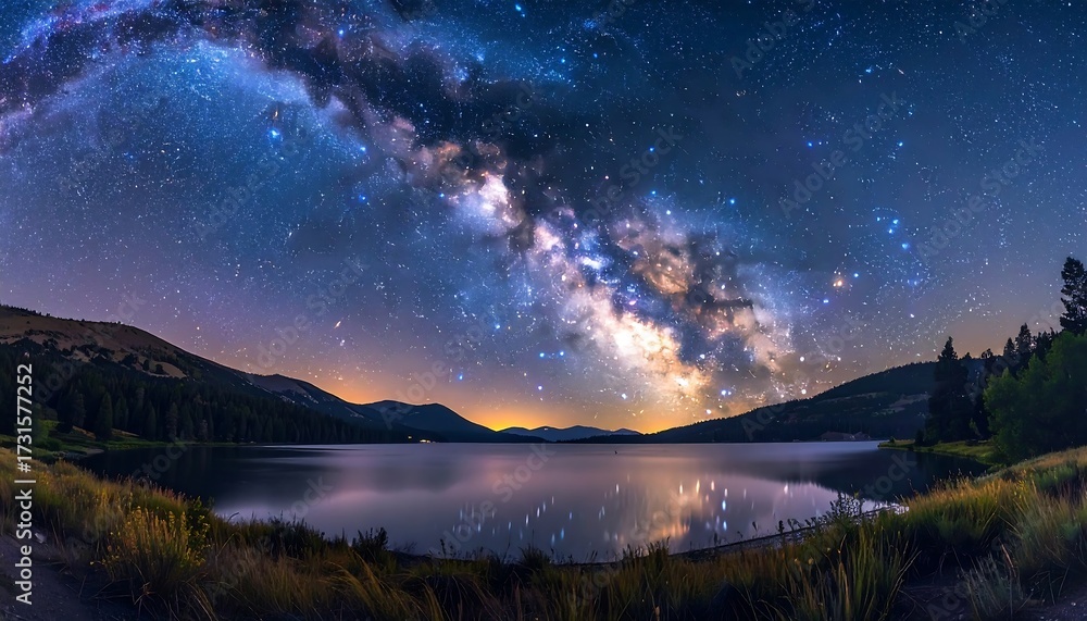 Fototapeta premium Milky Way over a lake at night