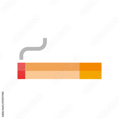 Cigarette and smoke icon on white background.
