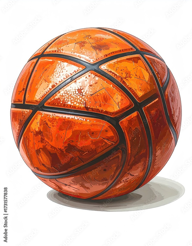 Fototapeta premium Orange basketball, weathered and glossy