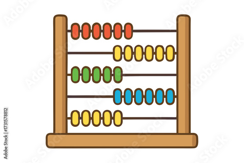 Colorful Abacus with Beads in Various Positions for Mathematical Calculations