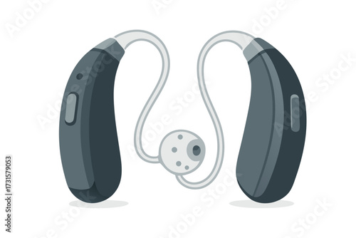 Modern Hearing Aids Depicted in a Simple Clean and Graphic Style