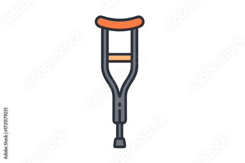 Stylized Crutch Illustration with Orange and Gray Color Scheme