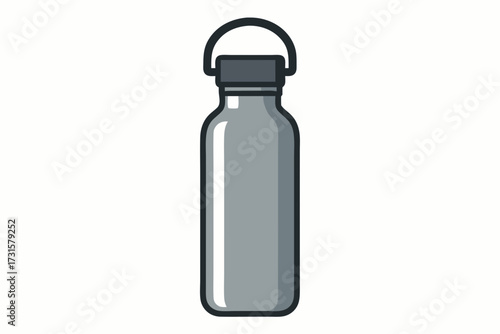 Sleek Modern Gray Water Bottle with Black Handle and Cap