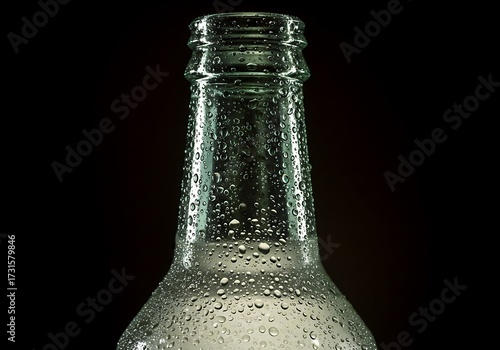 Wallpaper Mural Close up of a glass bottle with water droplets against a black background Torontodigital.ca