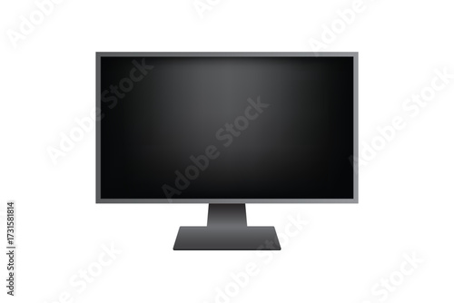 Black computer monitor that looks realistic and modern. Vector illustration.