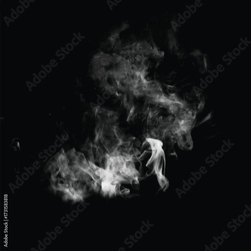 Light flowing smoke isolated on black background.	