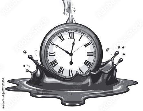 A classic pocket watch submerged in liquid, depicting the concept of time and its passage.