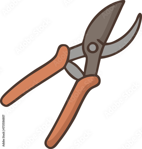 Bypass pruning shears with orange grips