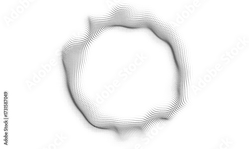 Halftone dotted background circularly distributed. Halftone effect vector pattern. Circle dots isolated on overlay transparent background