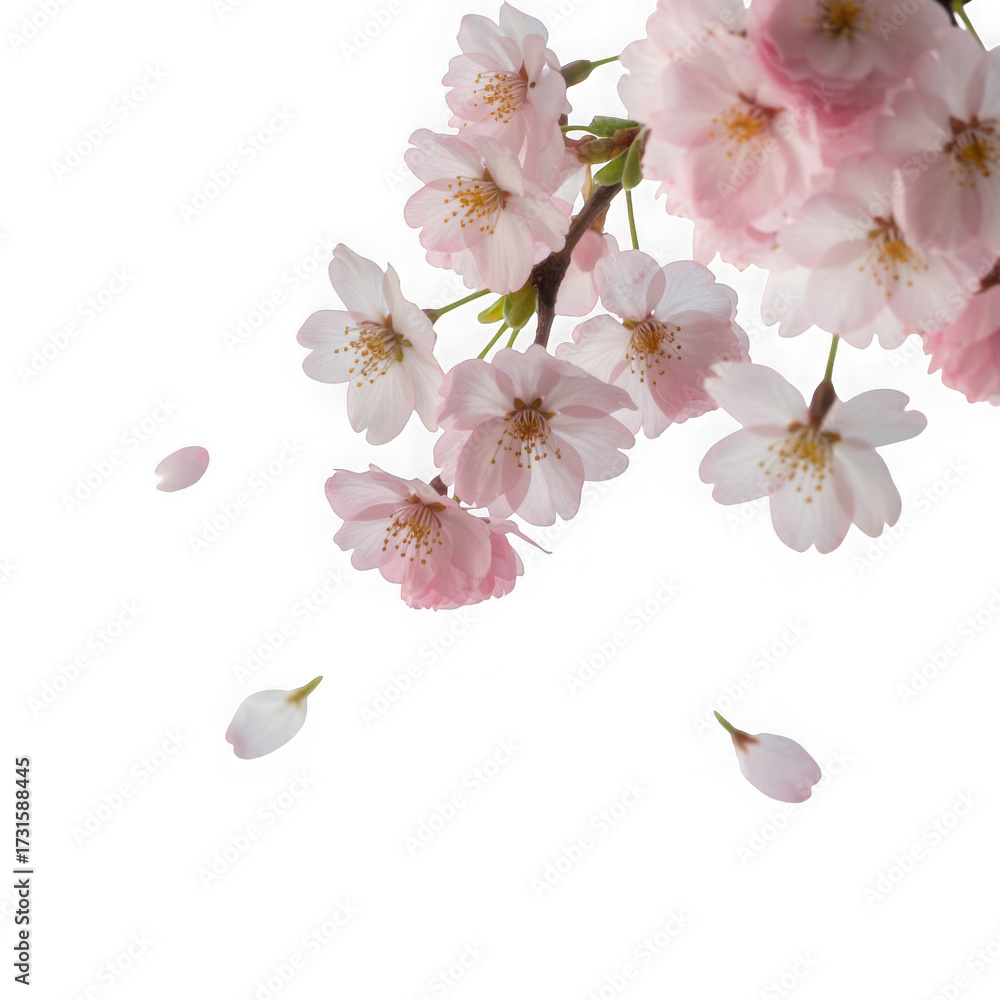 Fototapeta premium Beautiful sakura flowers isolated on white PNG