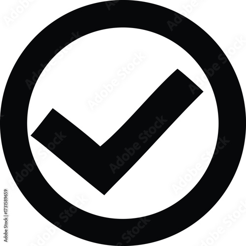 Simple black check mark symbol inside a circle icon for approval and confirmation actions simple and clear graphic