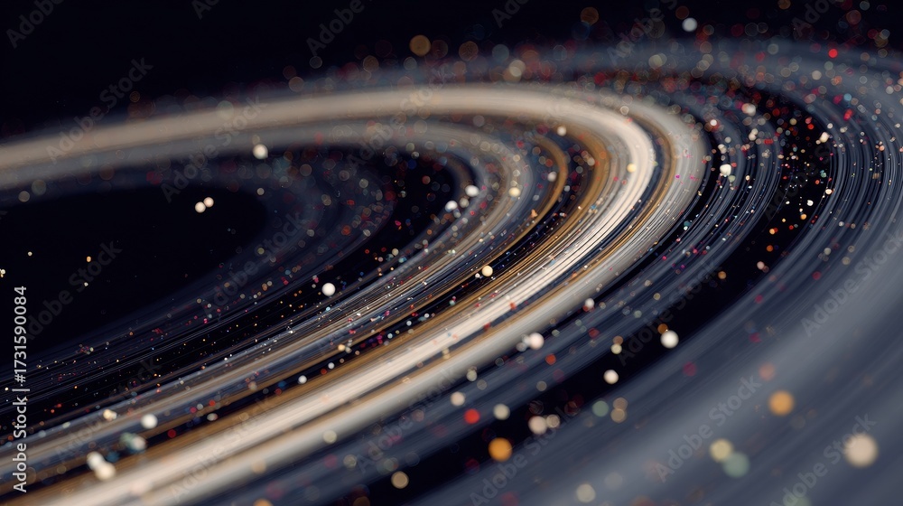 Fototapeta premium Abstract Cosmic Swirl of Light Particles and Glowing Rings