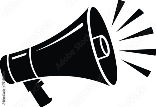 Black silhouette of a megaphone with sound waves bullhorn speaker