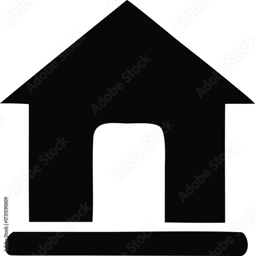 Simple black house icon geometric shape abstract symbol representing home dwelling residence building shelter property real estate