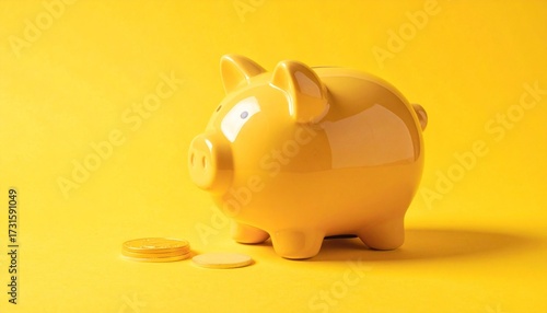 piggy bank on a yellow  background