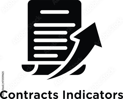 Contract performance indicator with upward trend arrow