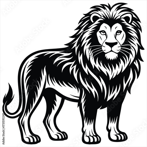 Lion black Vector . lion silhouette. Lion Vector illustration on white background. Lion concept, Lion cartoon, Lion clipart, Lion icon, Lion art, Lion topics,Lion doodle