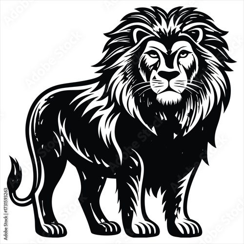 Lion black Vector . lion silhouette. Lion Vector illustration on white background. Lion concept, Lion cartoon, Lion clipart, Lion icon, Lion art, Lion topics,Lion doodle