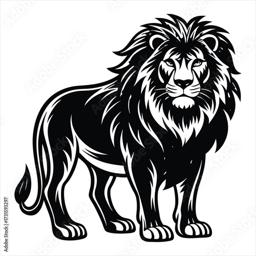 Lion black Vector . lion silhouette. Lion Vector illustration on white background. Lion concept, Lion cartoon, Lion clipart, Lion icon, Lion art, Lion topics,Lion doodle