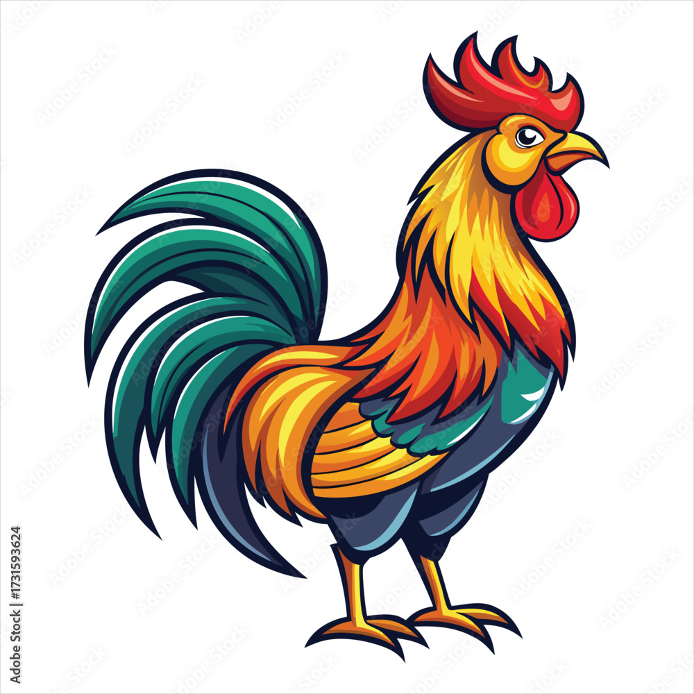 Fototapeta premium Rooster Vector Illustration. Rooster Line Art. Vintage Rooster Sketch. Traditional Rooster Artwork. Handmade Rooster Drawing. Rooster Clipart Black and White.. Detailed Rooster Illustration. Rooster.