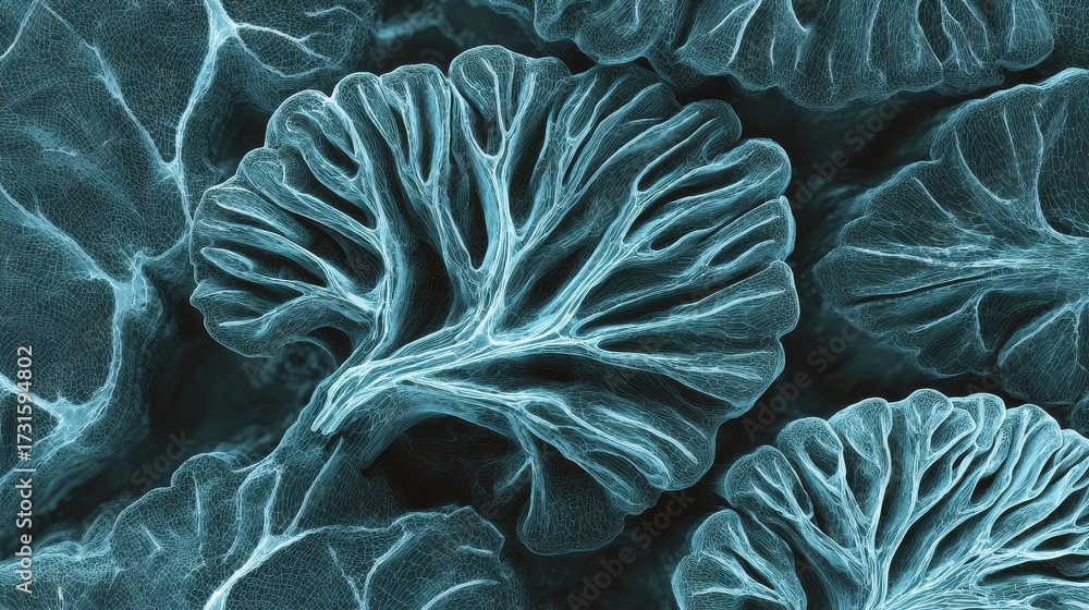Obraz premium Abstract blue texture of neurological structures or brain tissue.