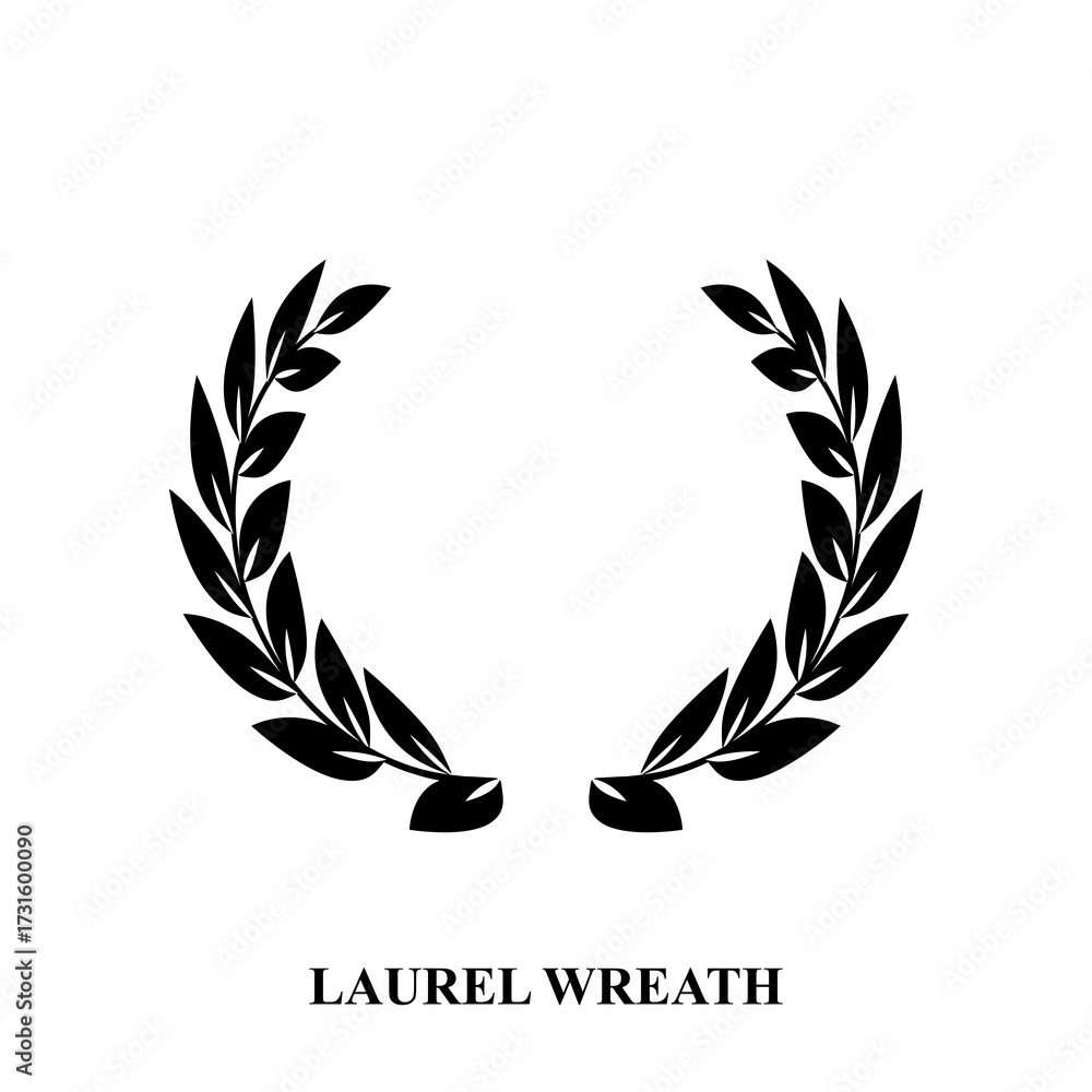 Obraz premium Laurel wreath icon, award symbol with leaf and branch in a circle