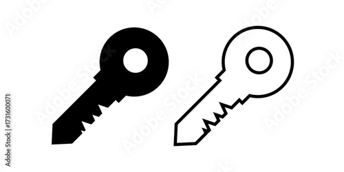 Key simple icon. Lock door pictogram, house or keyword vector symbol, password or success