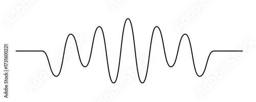 Continuous thin line sound wave icon. One line art audio symbol, single outline soundwave
