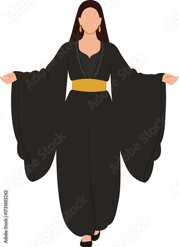Traditional Turkish woman in Ottoman harem dress isolated on transparent background