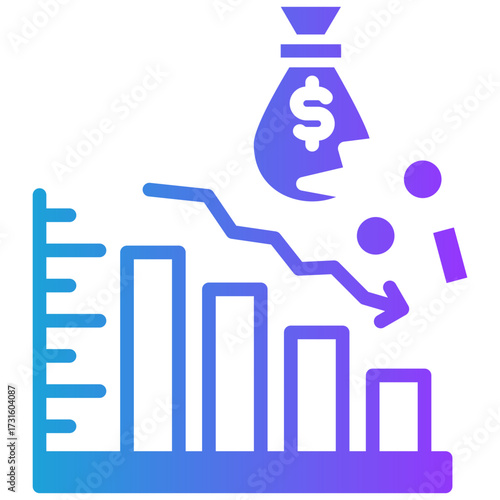 Financial Loss glyph gradient icon