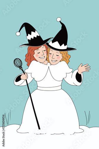 Two-Headed Witch Illustration