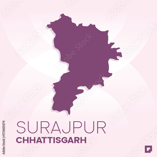 Surajpur District Map, Chhattisgarh, India – Editable Vector Outline.