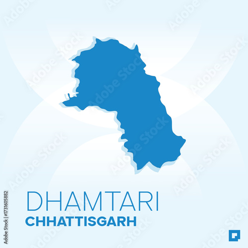 Dhamtari District Map, Chhattisgarh, India – Editable Vector Outline.