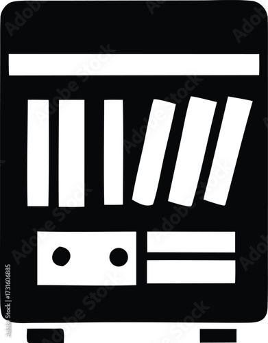 Retro style bookshelf icon representing storage and organization ideal for libraries digital archives or personal collections