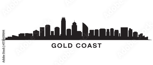 Gold Coast Line Art skyline silhouette. Black Gold Coast city. with white background