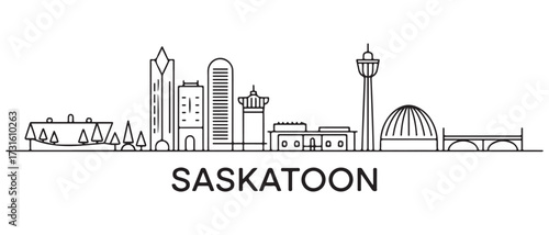 Tableau sur toile Saskatoon Line Art skyline horizontal banner