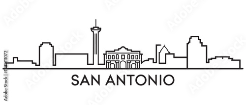 San Antonio Line Art skyline silhouette. Black San Antonio city. with white background