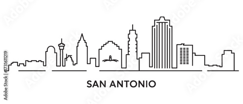 San Antonio Line Art skyline silhouette. Black San Antonio city. with white background
