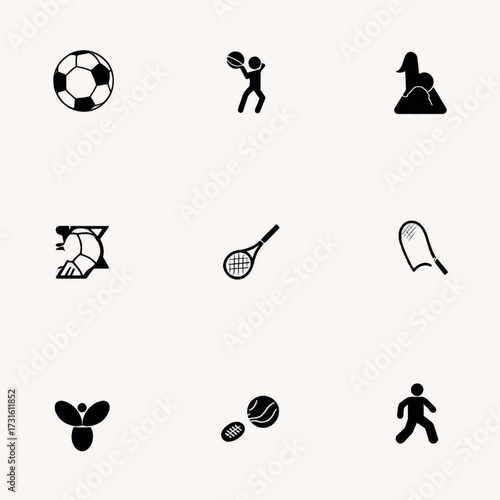 Collection of Silhouettes Representing Sports, Recreation, and Nature-Related Activities
