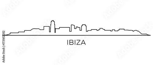 Ibiza Line Art skyline silhouette. Black Ibiza city. with white background
