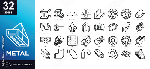 Metal line icon set
