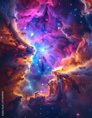 Vibrant nebula in space