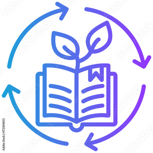 Sustainable Learning line gradient icon